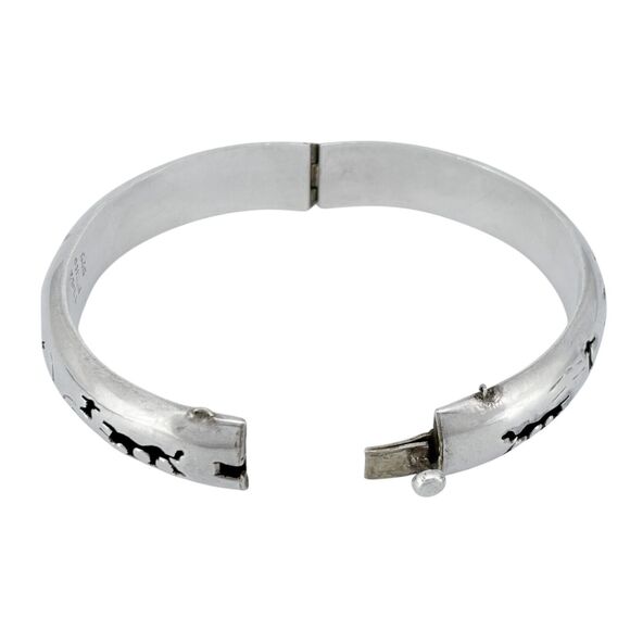 Vintage Mexico Taxco TT-32 Sterling Silver Bullfighter Shadow Box Bangle 7.5" - Picture 5 of 8